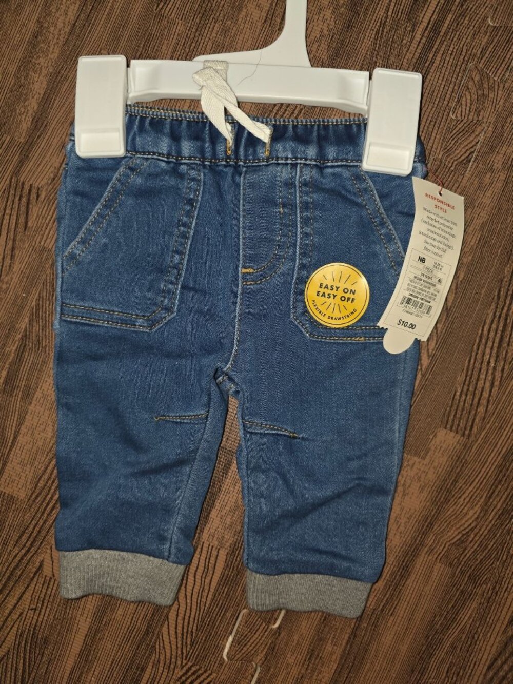 Baby Cat & Jack Newborn Jogger Jeans With Stretch Waistband & Cuffed Ankles - Bl